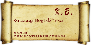 Kutassy Boglárka névjegykártya